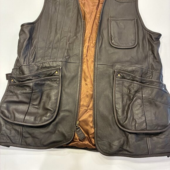 Vintage Orvis Leather Munitions Vest – Outdoors Hunting Utility Style XL - Picture 8 of 14